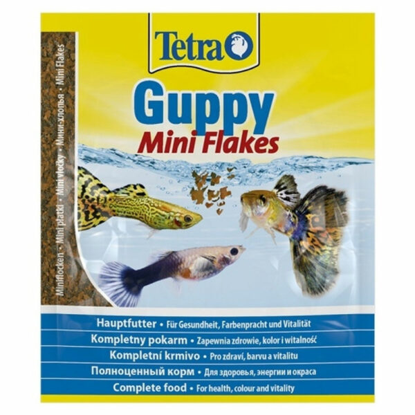 Фото Tetra Guppy Mini Flakes корм для всех видов гуппи и других живородящих рыб, 12 г